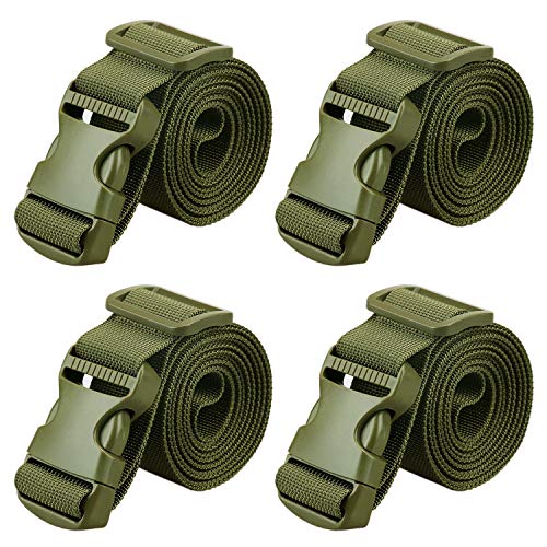 MAGARROW 1.5" Utility Straps with Buckle Adjustable, 4-Pack (Army Green, 9.5 feet Long) - color: Army Green, size: 1.5 in x 9.5 ft