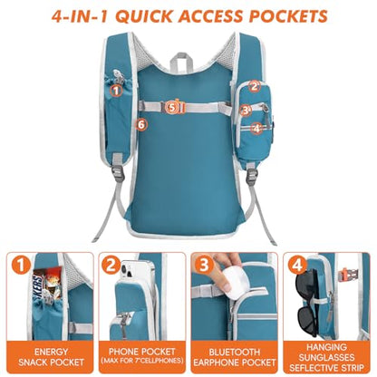 Seektop Small Hiking Backpack Expandable 12L-15L, Lightweight Packable Waterproof Daypack with Phone Pocket for Women Men - color: Peacock Green
