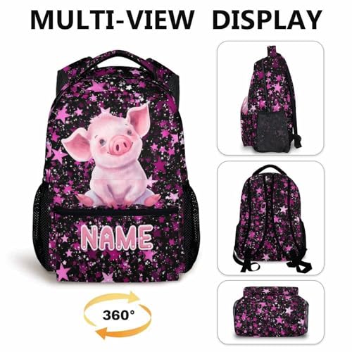 Girls Backpack Custom Pig Bookbag for Children Personalized Casual Animal Backpacks, Leisure Large Capacity Bookbags for Vacation Travel School - color: Pink3