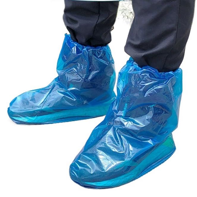 2026 New 10 Pairs Shoe Covers Boot Covers Plastic Disposable Waterproof Shoe Covers for Men and Women Rain Outdoor Indoors Overshoes (Blue) - color: Blue