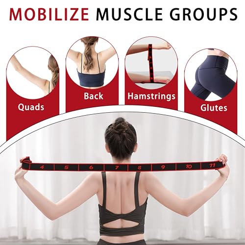 2PCS Elastic Yoga Stretching Strap with 12 Loops Stretch Resistance Exercise Bands for Yoga,Pilates,Dance,Rhythmic Gymnastics,Physical Therapy,Ballet Couple Style - color: Black,Black