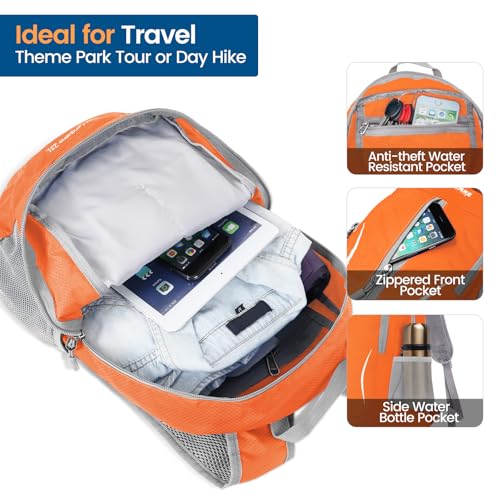 ZOMAKE Ultra Lightweight Packable Backpack 25L, Foldable Hiking Backpacks Water Resistant Small Folding Daypack for Travel(Orange) - color: Orange-b