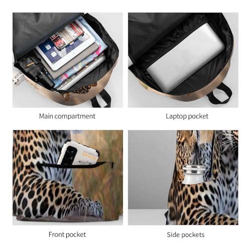 African Animal Leopard Travel Backpack for Men Women 15.6 inch Laptop Backpack Casual Daypack for Weekender - color: African Animal Leopard