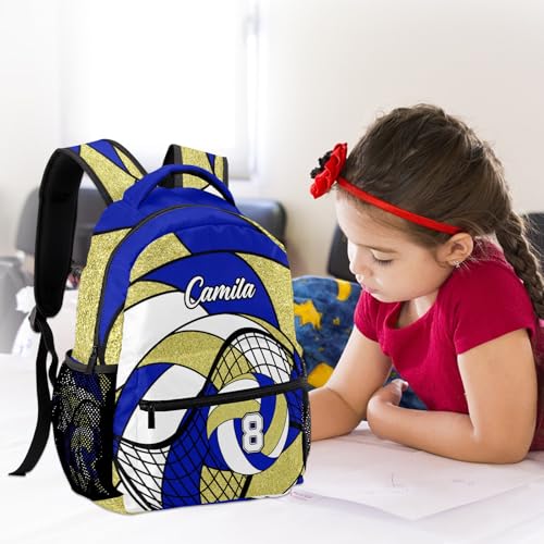 Volleyball Red Gold School Backpack Waterproof Shoulder Bag for Sport Training Competition Gift - color: Volleyball Red Gold