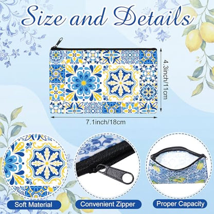 Reginary 20 Pcs Makeup Bags Gifts for Women Canvas Cosmetic Bags with Zipper Bulk Gift for Women Travel Purse Organizer Pouch Accessory, Toiletry Large Capacity, 7 x 4.3 Inch(Chinoiserie Lemon) - style: Chinoiserie Lemon