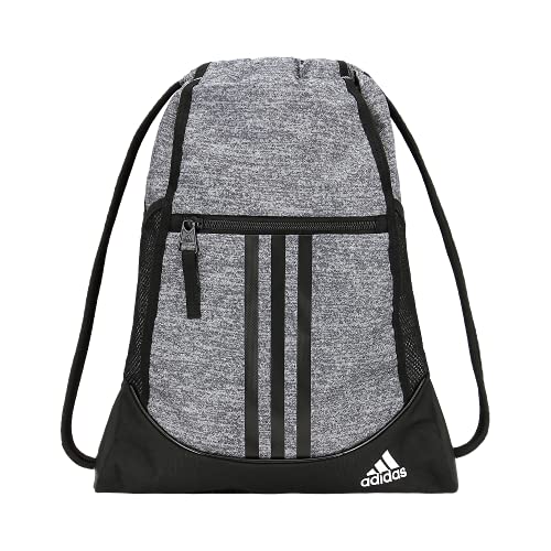 adidas Alliance Sackpack – Drawstring Backpack for Sports, Small Gym Bag, Jersey Onix Grey/Black/White/2, OSFA - color: Jersey Onix Grey/Black/White/2