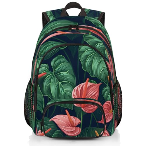 Tropical Laptop Backpack for Women Men, 18.3 Inch Travel Work Backpacks, Palm Leaves Floral Plants Waterproof Computer Casual Daypack Nurse Teacher Bags - color: Multicolor 16