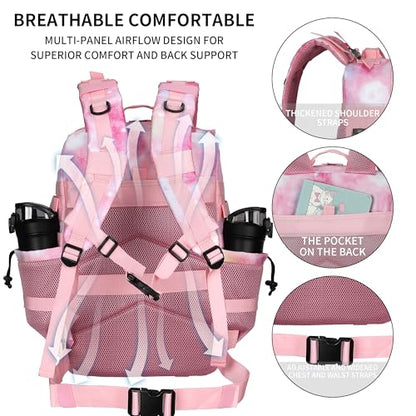 Military Tactical Backpack 45L/25L 3 Day Assault Pack Molle Daypack Hiking Backpack for Men and Women (Pink StarrySky, 45L) - color: Pink Starrysky, size: 45L