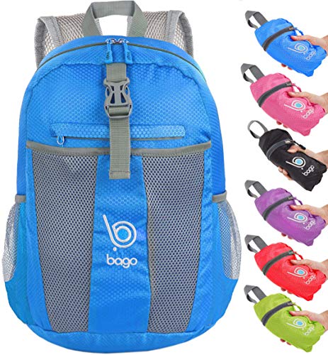 Bago Lightweight Small Hiking Backpack for Women and Men - 25L Travel Day Pack - Foldable Hiking Daypack Ultralight for Camping Outdoor Sports - Day Bag Packable Backpack for Travel (Blue) - color: Blue