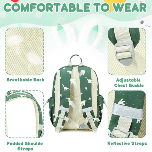 CAMTOP Preschool Backpack for Kids Boys Girls Toddler Backpack Kindergarten School Bookbags for Age 3-8 (Green Dinosaur) - color: Green Dinosaur