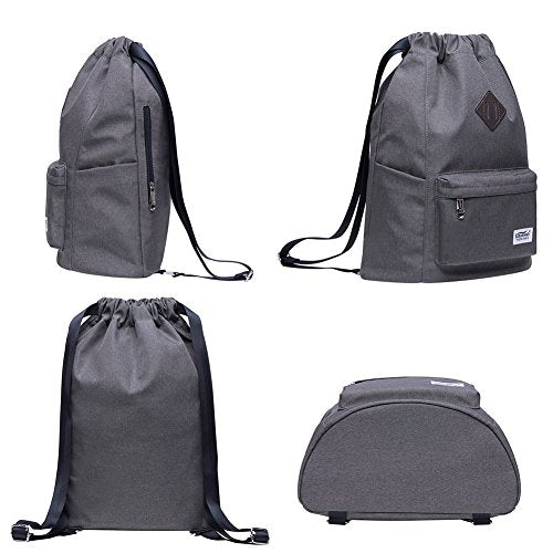 KAUKKO Drawstring Sports Backpack Gym Yoga Bag Shoulder Rucksack for Men and Women(2031-GRAY) - color: Dark Grey2031