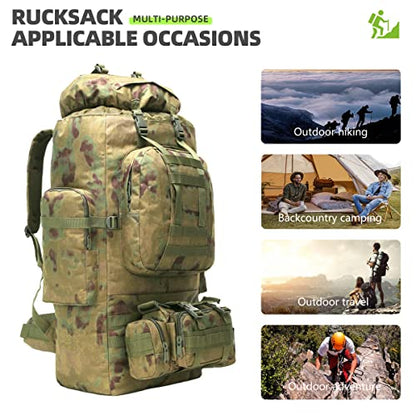 100L Camping Hiking Backpack,Molle military Tactical rucksack backpack,Waterproof Lightweight Hiking Backpack - color: Ruin Green