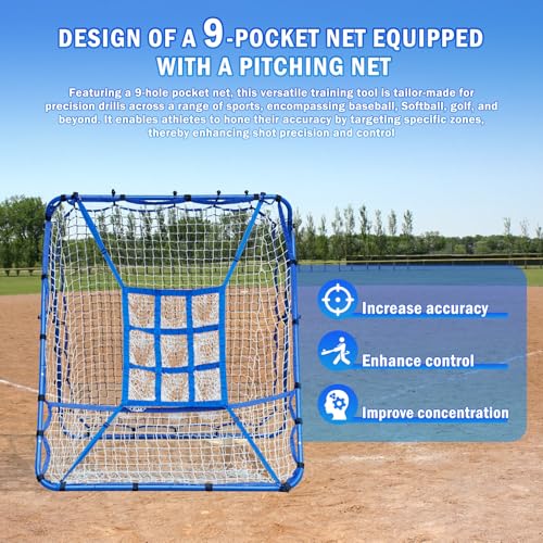 Volleyball Baseball Rebounder Net, Softball Rebounder Pitchback Net Quick Adjustments, Quick Adjustments Lacrosse Bounce Back Practice Equipment, Ideal for Outdoor Indoor and Backyard Training - size: 5FTx4FT, style: Three Mode Baseball Net