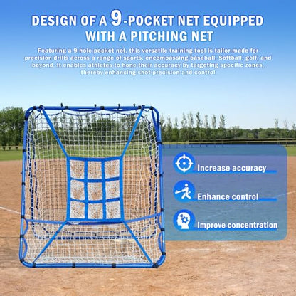 Volleyball Baseball Rebounder Net, Softball Rebounder Pitchback Net Quick Adjustments, Quick Adjustments Lacrosse Bounce Back Practice Equipment, Ideal for Outdoor Indoor and Backyard Training - size: 5FTx4FT, style: Three Mode Baseball Net