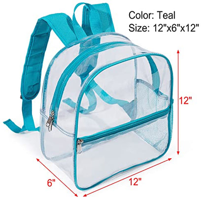 Mini Clear Backpack 12"x6"x12" Stadium Approved See Through Bag Waterproof PVC Small Transparent Backpacks for Festival Sport Event Concerts, Green | Small Clear Backpack for Girls, Mochila Transparente Para Mujer, Stadium Approved Transparent Bag for Fes