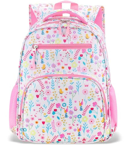 RHCPFOVR Kids Backpack for Girls - Girls Backpack 3-8 Ages Flower for Kids 15 Inch School Bookbag for Kindergarten Elementary School Bookbag for Girl 1st 2nd Grade - style: Flower