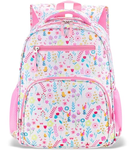 RHCPFOVR Kids Backpack for Girls - Girls Backpack 3-8 Ages Flower for Kids 15 Inch School Bookbag for Kindergarten Elementary School Bookbag for Girl 1st 2nd Grade - style: Flower