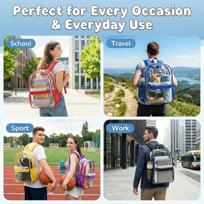 24-Pack 17'' Clear Black Bulk Backpacks for School – Transparent PVC Bookbags, Heavy Duty Clear Large Bags with Reinforced Straps, Back Pack for Elementary, Middle & High School - color: 17'' 24 Pack Clear Black