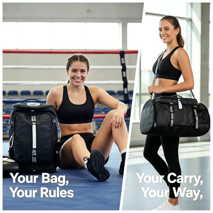 Gym Duffle Bag Backpack with Shoe Compartment,4 ways Travel Backpack for Women and Men,Multi-Functional Weekender bag with Waterproof Layer&Laptop Compartment for Fitness, Travel,Camping - color: Brown