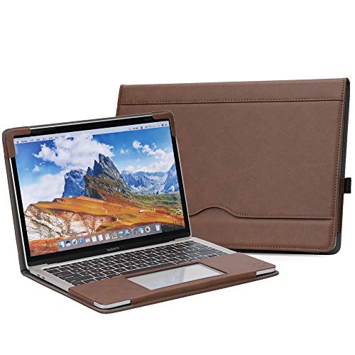 TYTX Compatible with MacBook Pro Leather Case 15 Inch 2016-2019 Release (A1990 A1707) Laptop Sleeve Protective Folio Book Cover with Vents, Dark Brown - color: Dark Brown