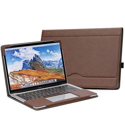 TYTX Compatible with MacBook Pro Leather Case 15 Inch 2016-2019 Release (A1990 A1707) Laptop Sleeve Protective Folio Book Cover with Vents, Dark Brown - color: Dark Brown