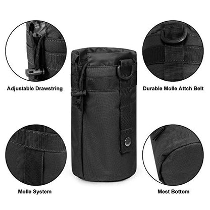 3 Pack Molle Pouch Combo Water Bottle Pouch Holder Tactical Molle Pouches Compact Utility Waist Bag Pack - color: Combo A:Black