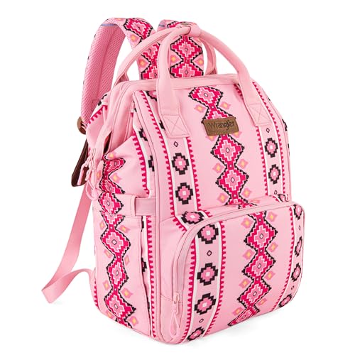 Montana West Wrangler Callie Diaper Bag Backpack with Stroller Straps Multifunction Baby Travel Bag WG2204-9110PK - color: Pink