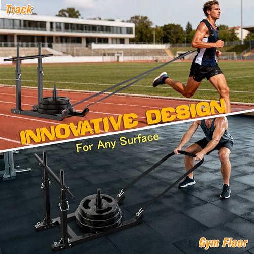 GanFindX Weight Sled, Workout Sled, Fitness Strength Training Sled for Athletic Exercise and Speed Improvement, Suitable for 1" and 2" Weight Plates - color: H-Bar Black