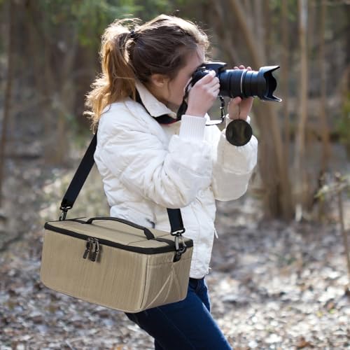 Koolertron Dslr Camera Insert Bag Purse Universal Liner Lens Pouch Partition Protective Cover Waterproof Sleeve for Cannon/Nikon/Sony (Khaki) - color: Khaki
