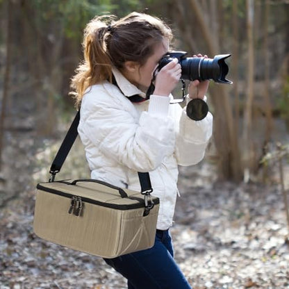 Koolertron Dslr Camera Insert Bag Purse Universal Liner Lens Pouch Partition Protective Cover Waterproof Sleeve for Cannon/Nikon/Sony (Khaki) - color: Khaki