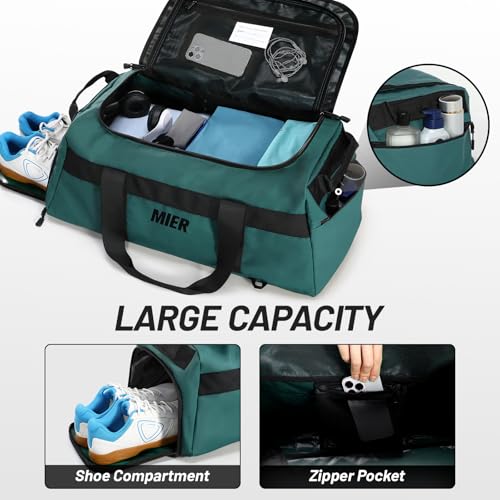 MIER Gym Bag for Men Large Duffel Backpack with Shoe Compartment, 60L Convertible Duffle Bags Weekender Overnight Bag for Gym Sports Travel, Dark Teal - color: Dark Teal