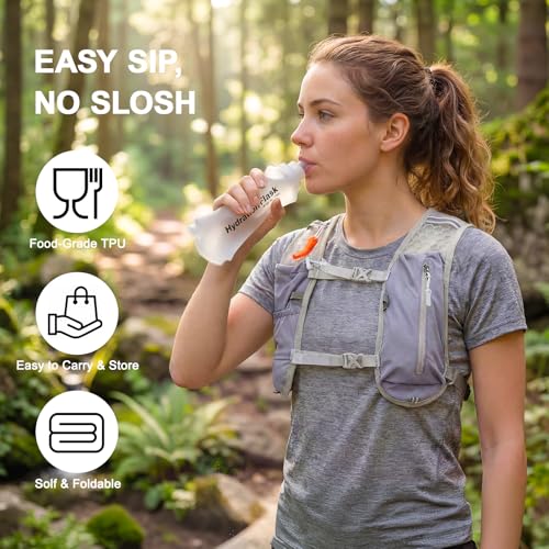 KUYOU Running Vest for Women & Men, Lightweight Hydration Backpack with 2L Water Bladder, Water Backpack for Trail Running, Hiking, Cycling & Marathon - color: Grey-2L