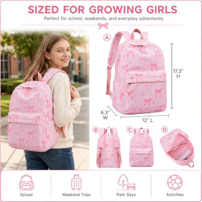 LEDAOU Kids Backpack for Boys Girls Preschool Kindergarten Elementary School Bookbag Toddler School Bag with Chest Strap (Bow flower pink) - color: Bow Flower Pink