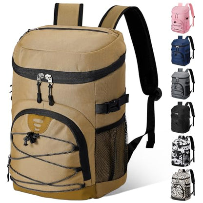 NECKORY Cooler Backpack, Lightweight and Soft Backpack Cooler for Men Women, Insulated Lunch Bag for Camping Traveling Hiking - color: Coffee