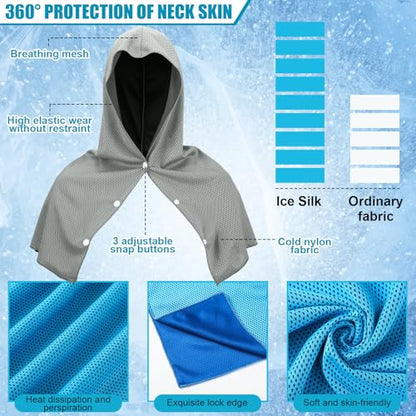 Peryiter 2 Pack Mini Kids Cooling Hoodie Towels for Neck and Face Cooling Towels UPF 50 Sun Protection Lightweight Soft Breathable Neck Head Wraps Cold for Kids Exercise Activities Sport Workout