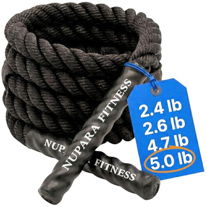 Weighted Jump Rope for Men and Women | Heavy Jump Rope for Fitness, Strength, Cardio, Muay Thai, MMA, Boxing, and Weight Loss. 2.4lb to 5lb.. - color: 5.0LB 9.8 ft