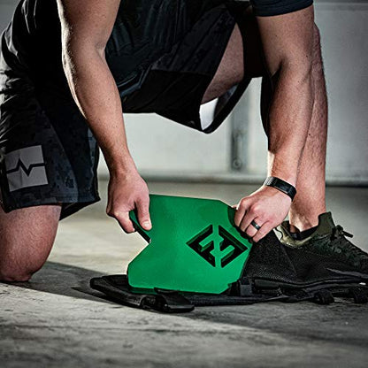 F&F STEEL Adjustable Weighted Vest & Plates - Strength, Edurance, Running, Hiking, Rucking, Fitness WODs - color: Green Plates - 18.75lb