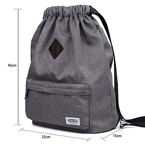 KAUKKO Drawstring Sports Backpack Gym Yoga Bag Shoulder Rucksack for Men and Women(1031-GRAY2PC) - color: 31-grey(2pc)