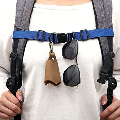 2 Pcs Adjustable Backpack Sternum Straps Chest Belt Hardness Strap with Anti-slip Fixed Clips for Camping Hiking - color: Blue
