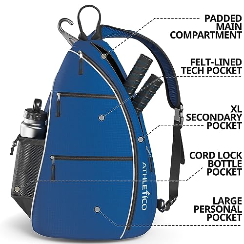 Athletico Sling Bag - Crossbody Backpack for Pickleball, Tennis, Racketball, and Travel for Men and Women - color: Blue