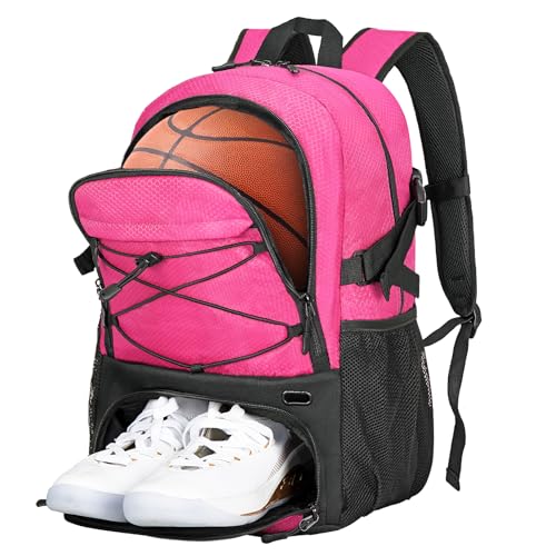Goloni 35L Basketball Bag,Basketball Backpack with Shoe and Ball Compartment,Backpack for Soccer, Volleyball - color: Pink