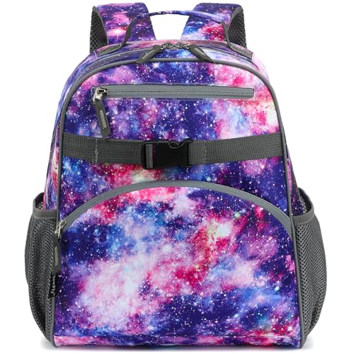 FlowFly Kids Backpack for Toddler Boys Girls, Simple Lightweight Bookbag for Daycare Kindergarten Elementary School Travel, Small Modern Bag (Medium 15''), Galaxy - color: Galaxy, style: Kids Medium: 12l