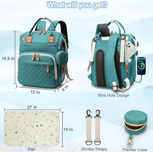 SHITIESHOU Diaper Bag Backpack Baby Bag, Baby Girl Boy Diaper Bag for Dad Mom with Pad, 16 Pockets, Pacifier Case, Large Diaper Bags Unisex for Travel (Green) - color: Green