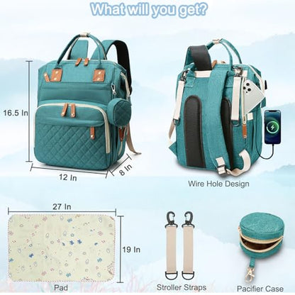 SHITIESHOU Diaper Bag Backpack Baby Bag, Baby Girl Boy Diaper Bag for Dad Mom with Pad, 16 Pockets, Pacifier Case, Large Diaper Bags Unisex for Travel (Green) - color: Green
