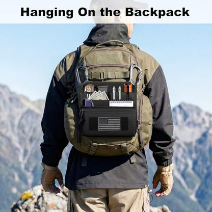 Tactical Bag Organizer Insert Pouch Modular Backpack Insert Panel Multi Pocket Admin Organizer EDC Tool Pouch, Hook and Loop Attachment for Backpack, Tactical Vest & Bag