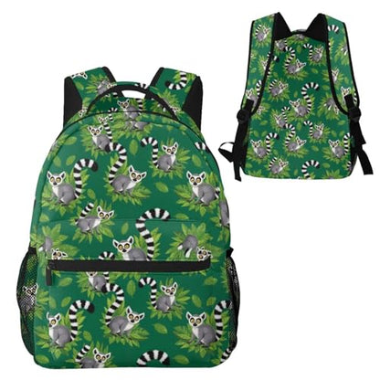 Casual Backpack Lemurs Monkey Tropical Green Leaves Floral, Lightweight Hiking Daypack with Water Bottle Holder for Travel - color: Pattern (229)