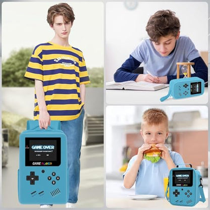 School Backpack for Boys,3pcs Gamer Boys Backpack with Lunch Box Set for Kids Children Teens Elementary Middle School,17" Large Capacity Student Bookbag & Multifunctional Video Game Travel Bag - color: Mint Blue-backpack Set