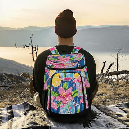 Tropical Pineapples Fruits Cooler Backpack Insulated Leak Proof Beach Cooler Bag Soft Lunch Picnic Hiking Camping Backpack Cooler - color: silver01