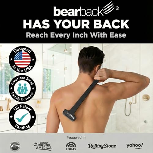 bearback Lotion Applicator for Back & Body - Long Reach Folding Handle with Reusable Foam Rollers - Apply Lotion, Medication, Ointment, Sunscreen, Self Tanner - (Black) (Handle with 2 Rollers) - color: Black