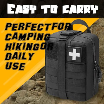 1000D Molle Ifak Pouch Rip Away, Tactical Tear Away Medical Pouch Empty, Military First Aid Pouch Bag Only for Camping Hiking Travel - color: Black